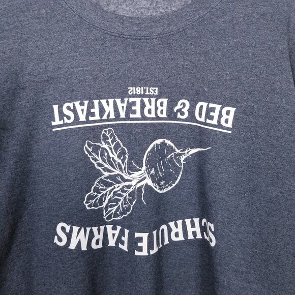 Schrute Farms B&B The Office Dwight Gray Crewneck Sweatshirt Upside Down - Picture 3 of 3